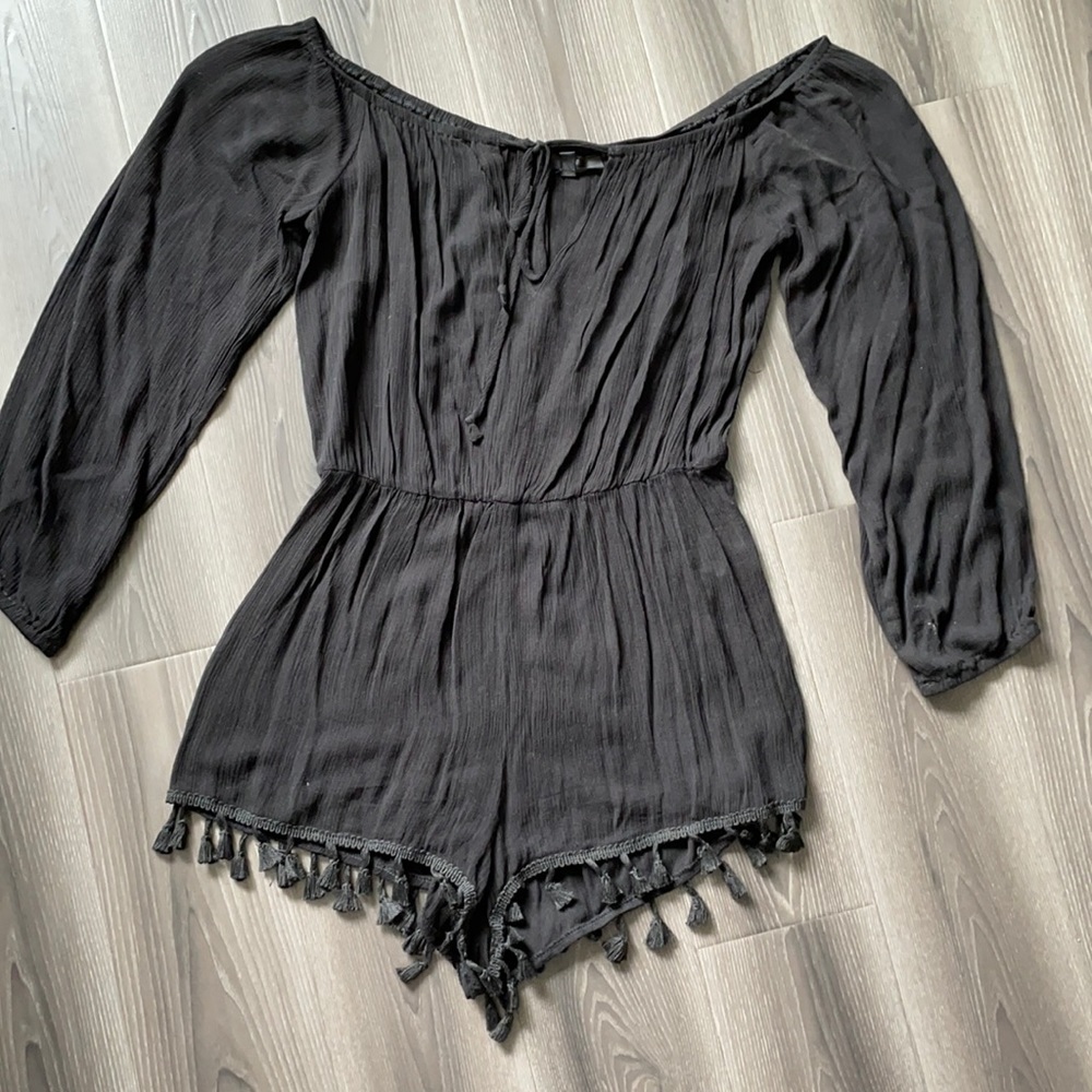 Off the shoulder Missguided tassel romper